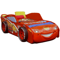 Pat Fulger McQueen cu roti 3D - Patut in forma de masina din lemn MDF Pat Fulger McQueen cu roti 3D - Patut in forma de masina din lemn MDF